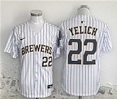 Men's Milwaukee Brewers #22 Christian Yelich White Alternate Limited Stitched Jersey,baseball caps,new era cap wholesale,wholesale hats